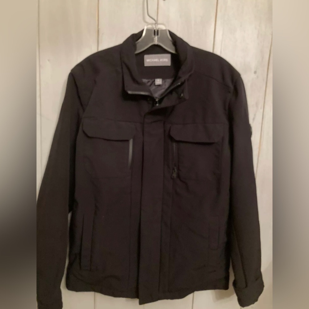 Michael Kors Men Black Poly Bonded‎ Weather Resistant Hipster Jacket Med L93006